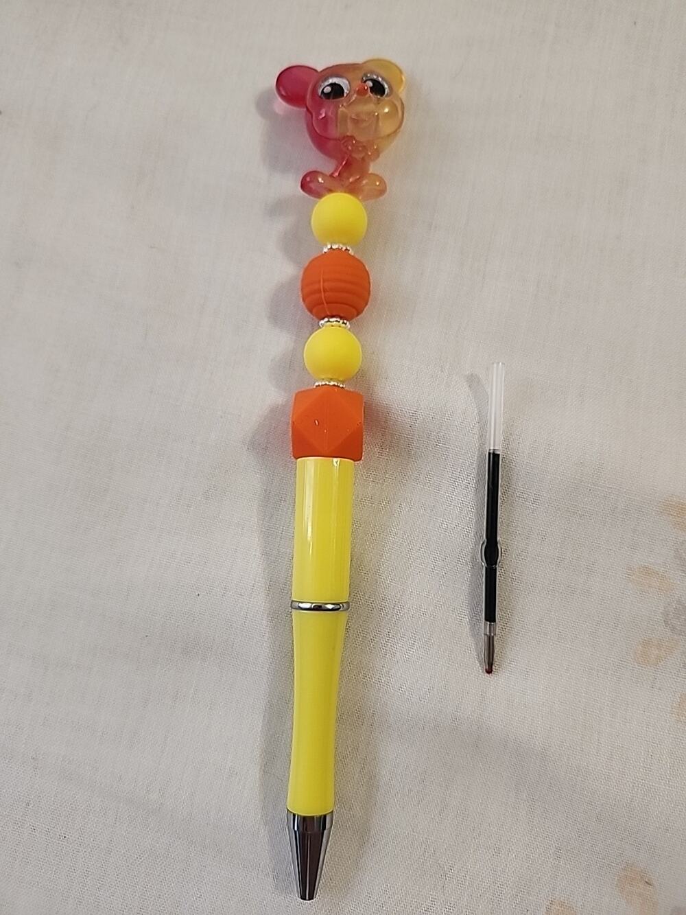 Bead Pen Doorables Character Mickey Mouse Silicone Yellow Orange Extra Ink Cartr